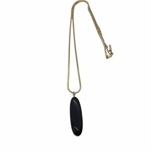 Kenneth Cole Necklace Women's Black Gold Tone Sleek Acrylic Pendant Chain 32"